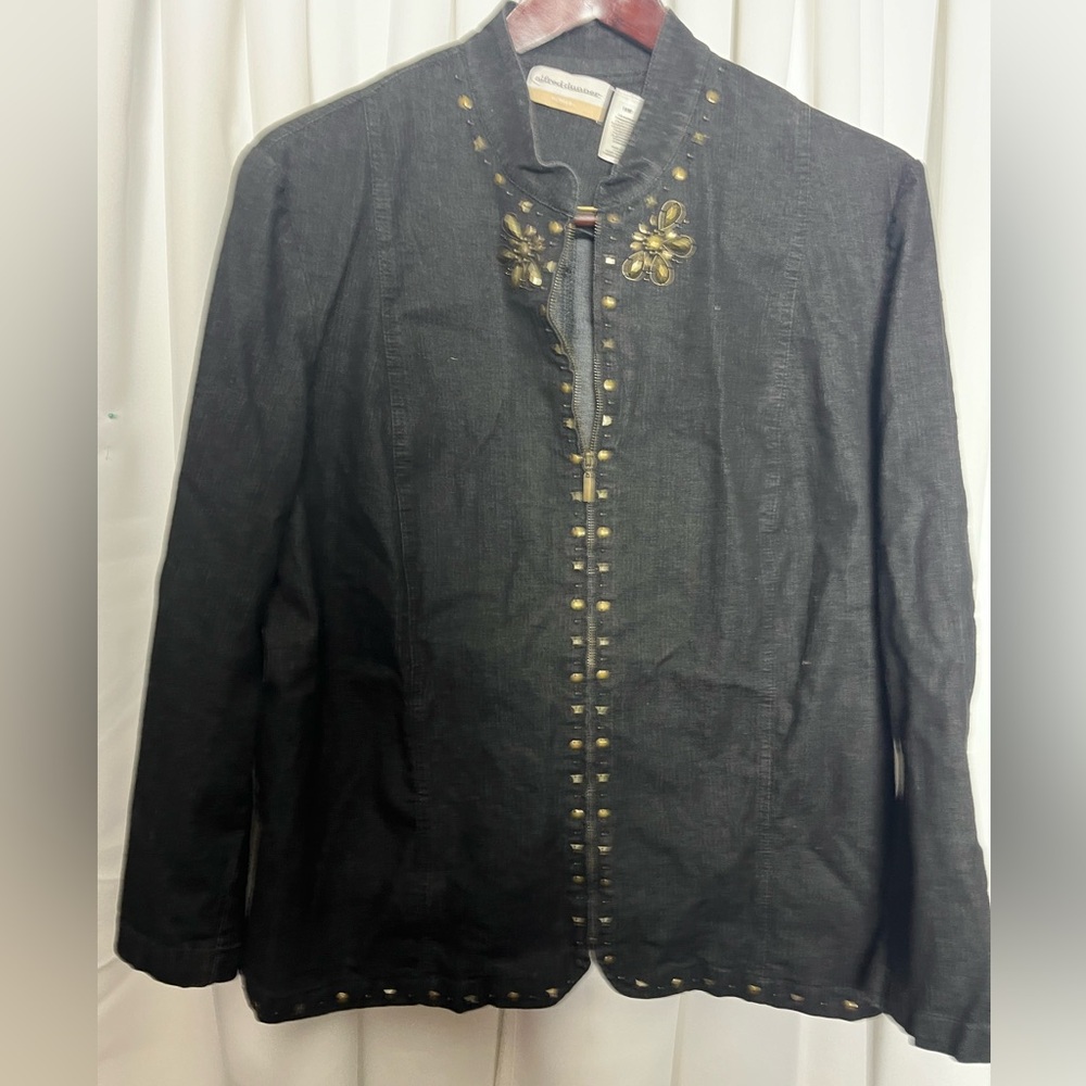 Alfred Dunner black Jean jacket with studs